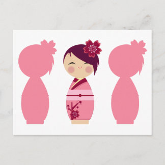 Carte Postale Kokeshi Sakura Silhouettes