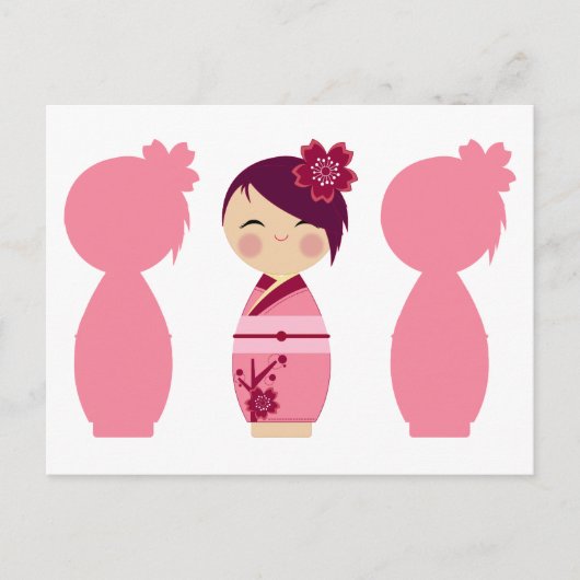 Carte Postale Kokeshi Sakura Silhouettes (Devant)