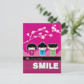 Carte postale Kokeshi "SMILE" (Debout devant)