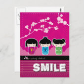 Carte postale Kokeshi "SMILE" (Devant / Derrière)