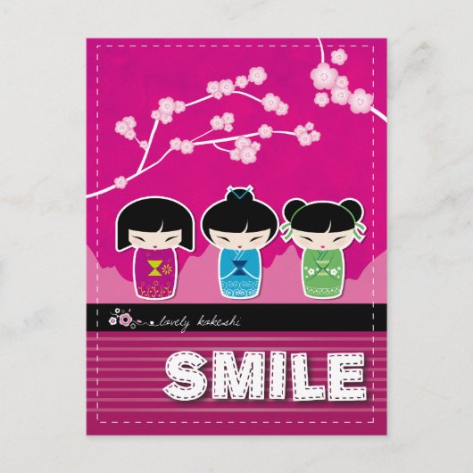 Carte postale Kokeshi "SMILE" (Devant)