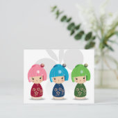 Carte postale Kokeshi Triplets (Debout devant)