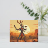 Carte Postale Kokopelli Dansant Flute Sur Le Plateau Du Désert (Debout devant)