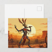 Carte Postale Kokopelli Dansant Flute Sur Le Plateau Du Désert (Devant / Derrière)