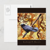 Carte Postale KOKOPELLI RAVEN Série de style art amérindien (Devant / Derrière)