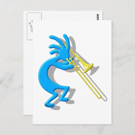 Carte Postale Kokopelli Trombone (Devant / Derrière)