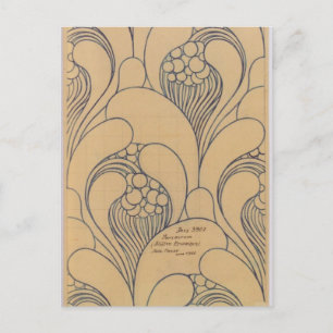 Carte Postale Koloman Moser - Design de tissu avec floral