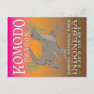 CARTE POSTALE KOMODO DRAGON - LE PLUS GRAND LIZARD.