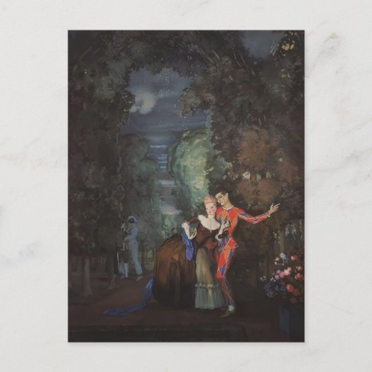 Carte Postale Konstantin Somov- Dame et Arlequin (Devant)