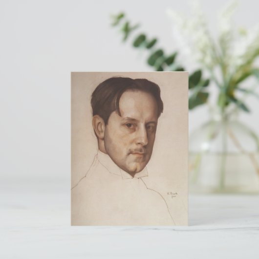 Carte Postale Konstantin Somov - Portrait de M. Dobuzhinsky (Debout devant)