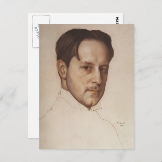 Carte Postale Konstantin Somov - Portrait de M. Dobuzhinsky (Devant / Derrière)