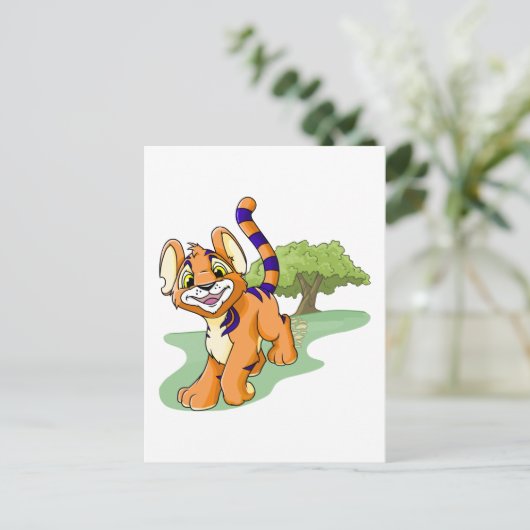 Carte Postale Kougra orange aventureux sur l'île Mystère (Debout devant)