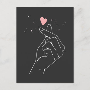 Carte Postale Kpop Drama Coréen Coeur du doigt Saranghae