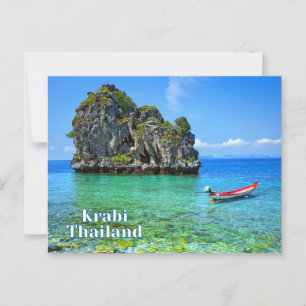 Carte Postale Krabi, Thaïlande Grand Rocher, Belle Plage