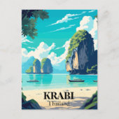 Carte Postale Krabi, Thaïlande Illustration de plage (Devant)