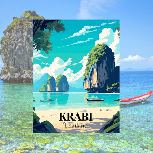 Carte Postale Krabi, Thaïlande Illustration de plage