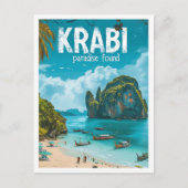 Carte Postale Krabi Thaïlande Illustration de voyage d'art Vinta (Devant)