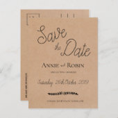 Carte Postale Kraft Paper Custom Script Wedding Enregistrer la d (Devant / Derrière)