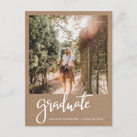 Carte Postale Kraft Paper Graduation Party Enregistrer La Date P (Devant)