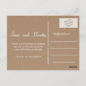 Carte Postale Kraft Paper Love Et Merci Script Photo (Dos)