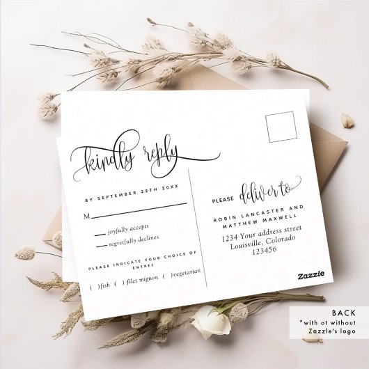 Carte Postale Kraft Style Rustique, Écriture Moderne, RSVP