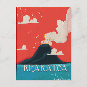 Carte Postale Krakatoa Art de Poster de Vacances Vintage