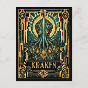 Carte Postale Kraken, Art déco mythique