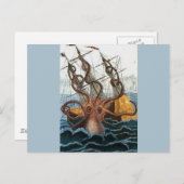 Carte Postale Kraken Steampunk Octopus Vintage (Devant / Derrière)