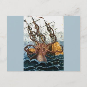 Carte Postale Kraken Steampunk Octopus Vintage