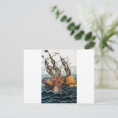 Carte Postale Kraken Steampunk Octopus Vintage (Debout devant)