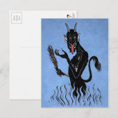 Carte Postale Krampus bleu vintage (Devant / Derrière)