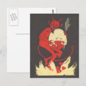 Carte Postale Krampus brûlant les coeurs (Devant / Derrière)
