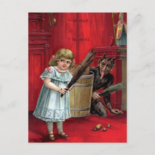 Carte Postale Krampus de cache vintage (Devant)