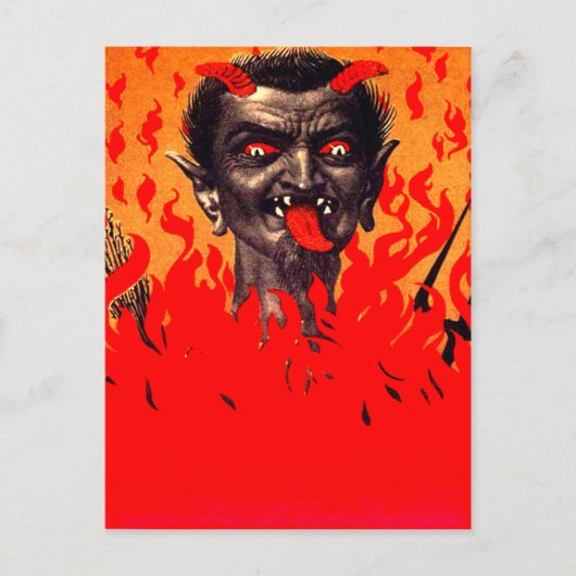 Carte Postale Krampus émergeant de l'enfer (Devant)