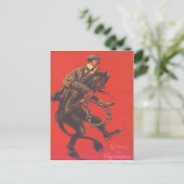Carte Postale Krampus Enlevant Adulte (Debout devant)
