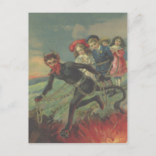 Carte Postale Krampus enlève des enfants