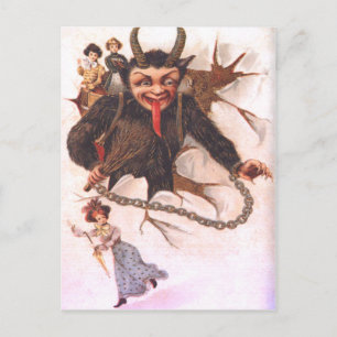 Carte Postale Krampus enlève des femmes