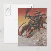 Carte Postale Krampus enlève les enfants en traîneau (Devant / Derrière)