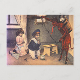 Carte Postale Krampus enlève les mauvais enfants