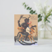 Carte Postale Krampus Équitation Hobbyhorse Avec Garçon (Debout devant)