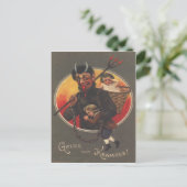 Carte Postale Krampus kidnappant un garçon et une fille (Debout devant)