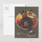 Carte Postale Krampus kidnappant un garçon et une fille (Devant / Derrière)