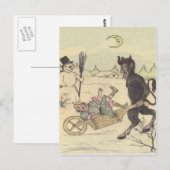 Carte Postale Krampus ôte le mauvais enfant (Devant / Derrière)