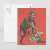 Carte Postale Krampus Punir la fille (Devant / Derrière)