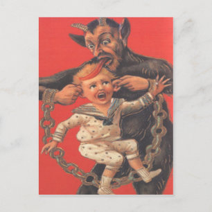 Carte Postale Krampus Punissant Petit Garçon