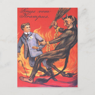 Carte Postale Krampus punissant un adulte