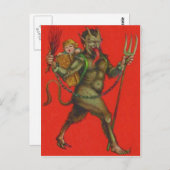 Carte Postale Krampus rouge Pitchforke Switch Kidnapping enfant (Devant / Derrière)