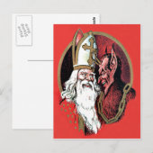 Carte Postale Krampus Saint Nicolas Rouge (Devant / Derrière)