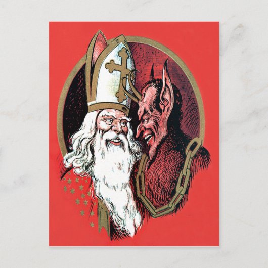 Carte Postale Krampus Saint Nicolas Rouge (Devant)