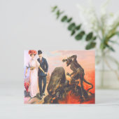 Carte Postale Krampus traquant un couple d'adultes (Debout devant)